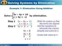 6 3 solving systems by elimination