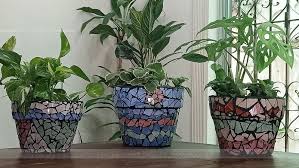 diy mosaic pots with ceramic tiles