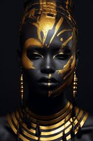 a black woman with gold and black makeup
