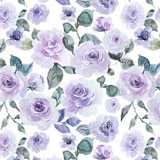 Purple Watercolor Fl Fabric By The