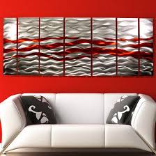 Red Silver Metal Wall Art Multi Panel