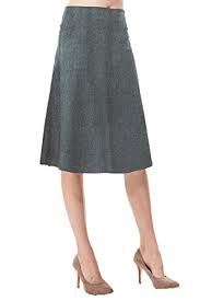 Moddeals Womens High Waist A Line Below The Knee Flared Midi Skirt Stretch Woven And Suede