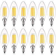Luxrite Vintage Candelabra Led Bulb 60w Equivalent 550 Lumens 2700k Warm White Led Chandelier Light Bulbs 5w Dimmable Clear Glass Filament Led Candle Bulbs Ul Listed E12 Base 12 Pack