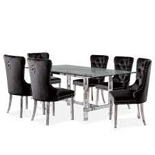 Chrome And Black Dining Table Set