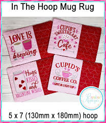 valentine mug rug in the hoop