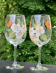 Wine Glass Set Painted Wine Glasses