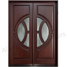 Wooden Double Doors Glass Panel Door