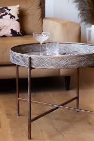 Detailed Bronze Tray Round Side Table