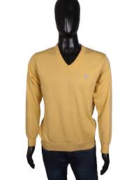 Details About Monte Carlo Mens Sweater V Neck Cotton Yellow Size L