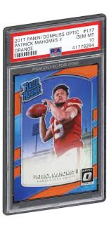 Maybe you would like to learn more about one of these? 2017 Panini Donruss Optic Patrick Mahomes Rookie Card Orange Holo Psa Gem Mint 10 Cards Football Cards Nfl Football Cards