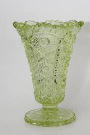 vintage vaseline glass vase sunburst