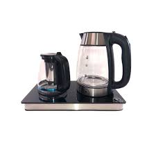 Black Glass Tray Electric Kettle Set