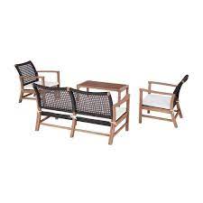 Hampton Bay Clover Cay 4 Piece Wicker Outdoor Patio Conversation Seating Set With Off White Cushions