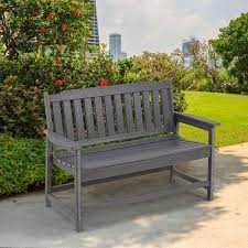 Erommy Gray Plastic Outdoor Patio Bench