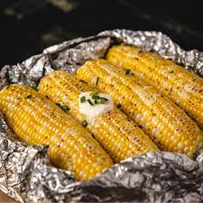 grilled corn on the cob in foil hey
