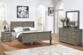new queen king 4pc gray classic sleigh
