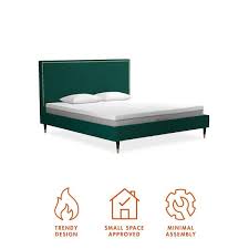 King Audrey Velvet Upholstered Bed Emerald Green Cosmoliving By Cosmopolitan