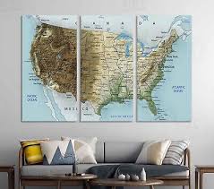 Usa Print Wall Art Decor Framed States
