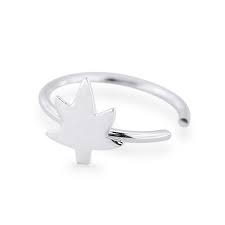 925 Sterling Silver Seamless Continuous Nose Hoop Ring With Marijuana Leaf