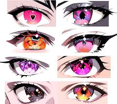 set of anime female eyes with diffe