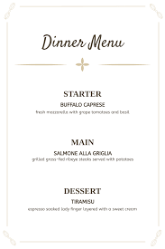 dinner menu menu template