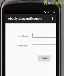 absolute layout with exle in android
