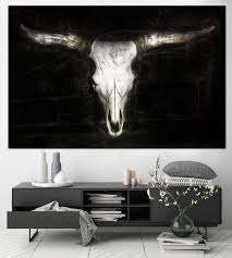 Longhorn Skull On Canvas Skull Bull