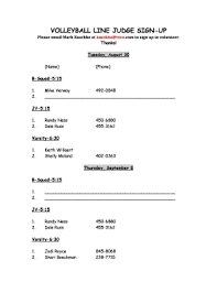 Submit Line Up Sheets Volleyball Form Templates Online In Pdf