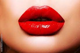 stockfoto y red lips close up