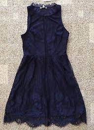 navy blue lace sleeveless dress