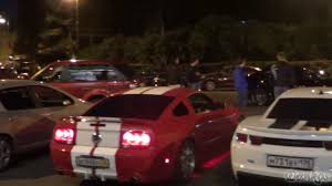 Ford Mustang Gt350v8 With Red Neon Lights Chevrolet Camaro Rs Bmw M3 E46