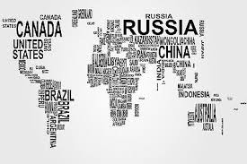 world map with country name wall mural
