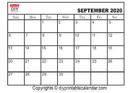 September 2020 Printable Calendar Template