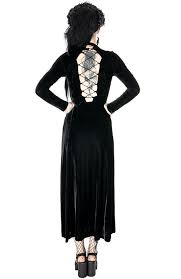 Black Widow Dress Long Gothic Gown With Guipure