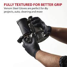 Venom Steel Nitrile Gloves Rip Resistant Disposable Latex Free Black Gloves 2 Layer Gloves 6 Mil Thick Medium Pack Of 100