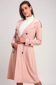 Cute Blush Pink Coat Trench Coat