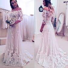 If you're having a summer or destination wedding, your bridal party will appreciate the ease of this effortless midi dress. Stunning Off Shoulder Half Sleeve Long A Line Wedding Party Dresses Wd0059 Lace Wedding Dress Vintage Off Shoulder Wedding Dress Off Shoulder Wedding Dress Lace