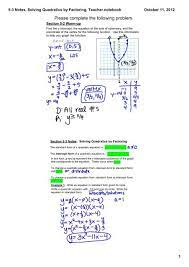 5 3 Notes Solving Quadratics By