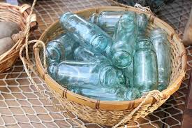 Vintage Blue Glass Bottles Collection
