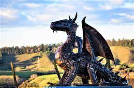 Metal Dragon Sculpture Garden Artwork