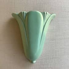 Vintage Green Wall Pocket Vase 1930s