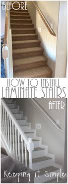 gray laminate stairs with white risers