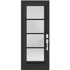 white frosted glass steel entry door