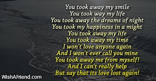 you took away my sad love poem for him