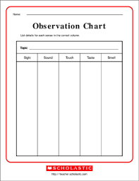 Observation Chart Printable Charts Signs And Skills Sheets