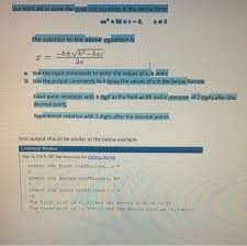 Matlab To Solve The Quadratic Equation
