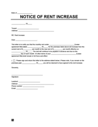 free increase notice letter