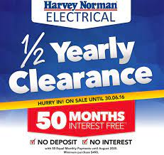 half yearly clearance at harvey norman