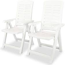 Reclining Garden Chairs 2 Pcs Plastic White