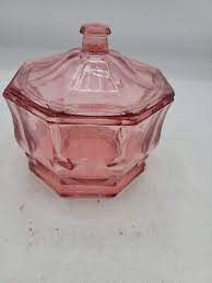 Octagonal Pink Depression Glass Candy